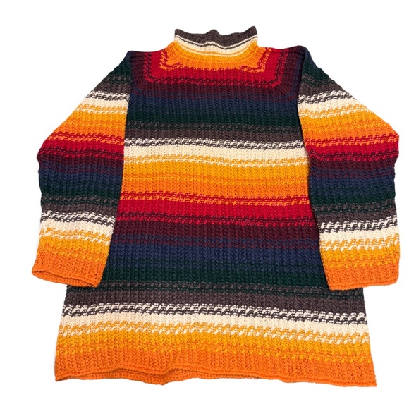 Vintage EXP Jeans No.4 Striped Mock Turtleneck Sweater Women’s Large Boho Retro - Picture 5 of 12